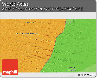 Political 3D Map of the Area around 23° 23' 16" N, 55° 19' 30" E