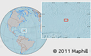 Gray Location Map of the area around 23° 23' 16" N, 61° 58' 30" W, hill shading
