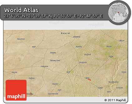 Satellite 3D Map of the Area around 23° 23' 16" N, 72° 19' 29" E