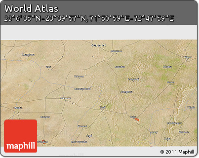 Satellite 3D Map of the Area around 23° 23' 16" N, 72° 19' 29" E