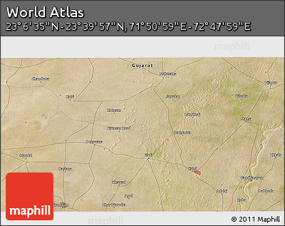 Satellite 3D Map of the Area around 23° 23' 16" N, 72° 19' 29" E