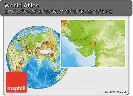 Physical Location Map of the Area around 23° 23' 16" N, 72° 19' 29" E