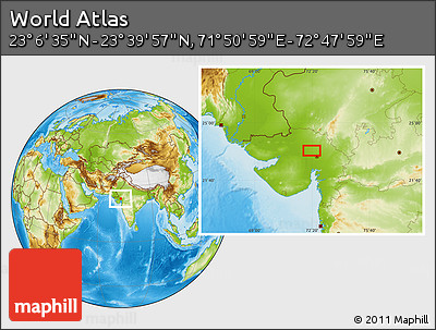Physical Location Map of the Area around 23° 23' 16" N, 72° 19' 29" E