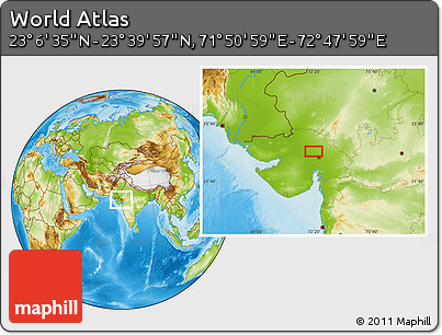 Physical Location Map of the Area around 23° 23' 16" N, 72° 19' 29" E