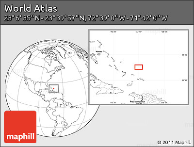 Blank Location Map of the Area around 23° 23' 16" N, 72° 10' 30" W