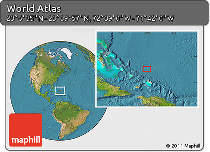 Satellite Location Map of the Area around 23° 23' 16" N, 72° 10' 30" W