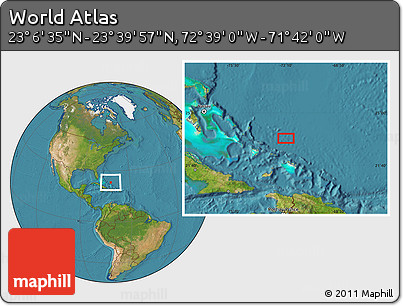 Satellite Location Map of the Area around 23° 23' 16" N, 72° 10' 30" W