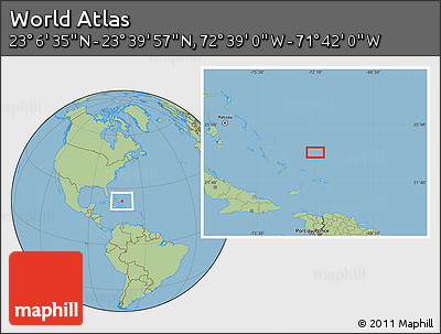 Savanna Style Location Map of the Area around 23° 23' 16" N, 72° 10' 30" W