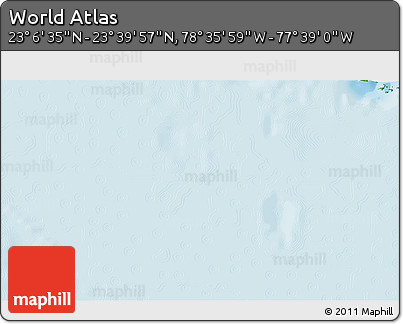 Physical 3D Map of the Area around 23° 23' 16" N, 78° 7' 30" W