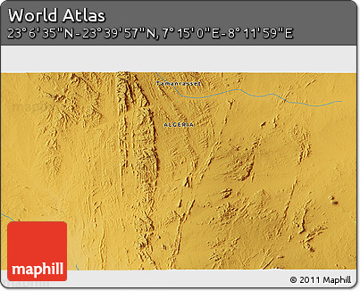Physical 3D Map of the Area around 23° 23' 16" N, 7° 43' 29" E