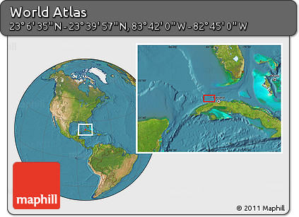 Satellite Location Map of the Area around 23° 23' 16" N, 83° 13' 29" W