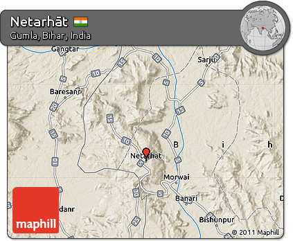 Shaded Relief Map of Netarhāt