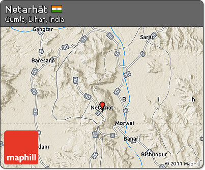 Shaded Relief Map of Netarhāt
