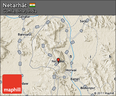 Shaded Relief Map of Netarhāt