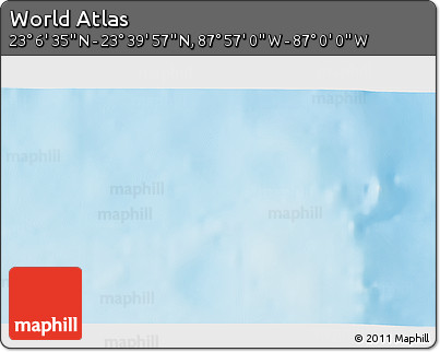 Physical 3D Map of the Area around 23° 23' 16" N, 87° 28' 29" W