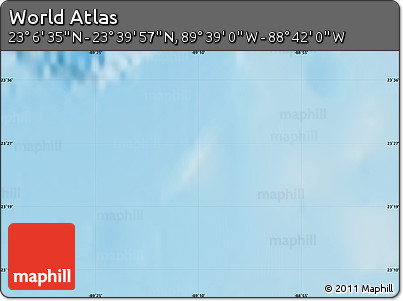 Physical Map of the Area around 23° 23' 16" N, 89° 10' 30" W