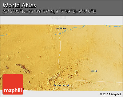 Physical 3D Map of the Area around 23° 23' 16" N, 8° 34' 29" E
