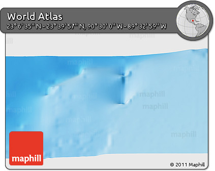 Physical 3D Map of the Area around 23° 23' 16" N, 90° 1' 30" W