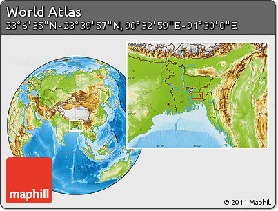 Physical Location Map of the Area around 23° 23' 16" N, 91° 1' 30" E