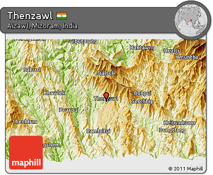 Physical Panoramic Map of Thenzawl