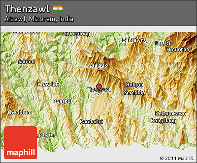 Physical Panoramic Map of Thenzawl