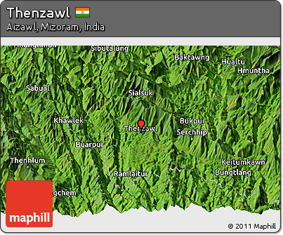 Satellite Panoramic Map of Thenzawl