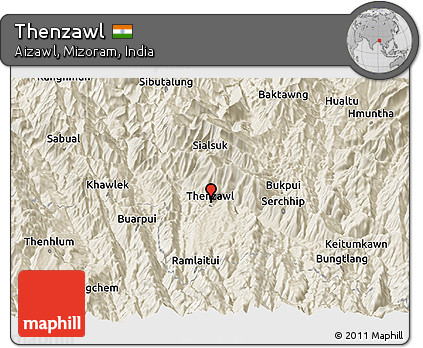 Shaded Relief Panoramic Map of Thenzawl