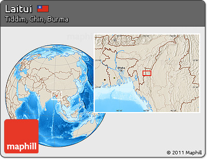 Shaded Relief Location Map of Laitui