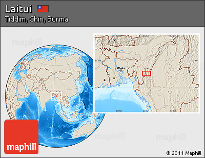 Shaded Relief Location Map of Laitui