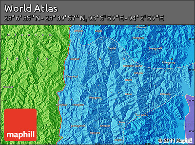 Political Map of the Area around 23° 23' 16" N, 93° 34' 29" E