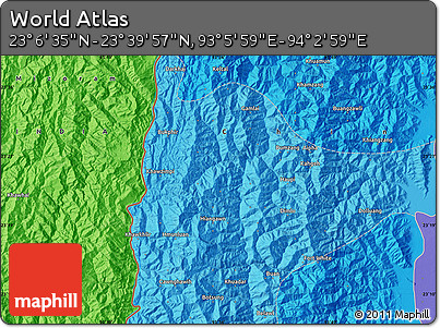 Political Map of the Area around 23° 23' 16" N, 93° 34' 29" E