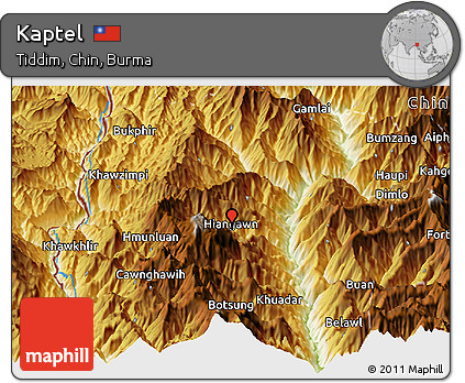 Physical Panoramic Map of Kaptel
