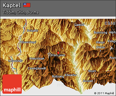 Physical Panoramic Map of Kaptel