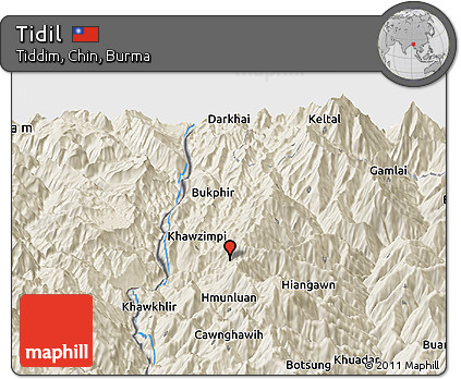 Shaded Relief Panoramic Map of Tidil