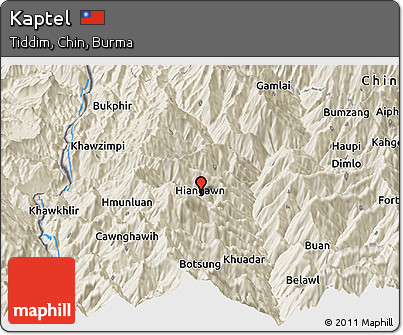 Shaded Relief Panoramic Map of Kaptel