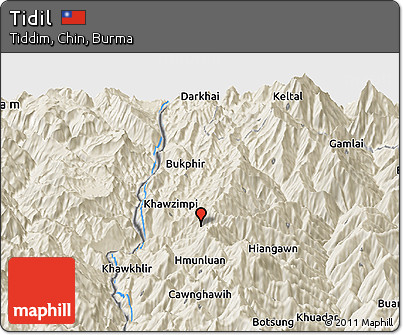 Shaded Relief Panoramic Map of Tidil