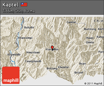 Shaded Relief Panoramic Map of Kaptel