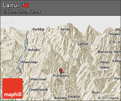 Shaded Relief Panoramic Map of Laitui
