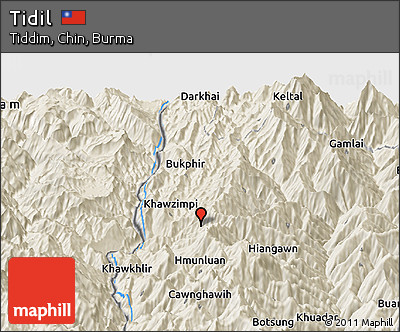 Shaded Relief Panoramic Map of Tidil