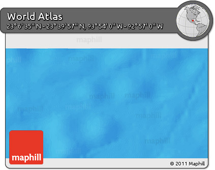 Physical 3D Map of the Area around 23° 23' 16" N, 93° 25' 30" W