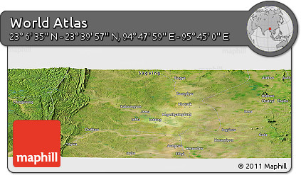 Satellite Panoramic Map of the Area around 23° 23' 16" N, 95° 16' 30" E