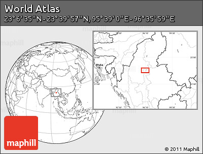 Blank Location Map of the Area around 23° 23' 16" N, 96° 7' 30" E