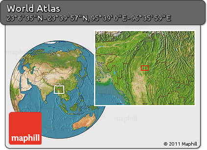 Satellite Location Map of the Area around 23° 23' 16" N, 96° 7' 30" E