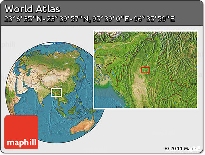 Satellite Location Map of the Area around 23° 23' 16" N, 96° 7' 30" E