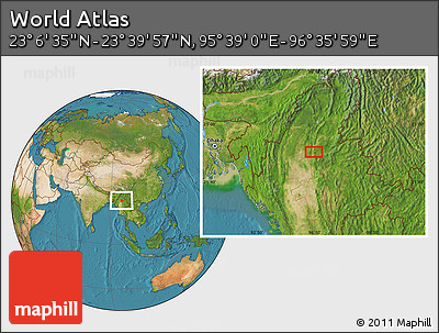 Satellite Location Map of the Area around 23° 23' 16" N, 96° 7' 30" E