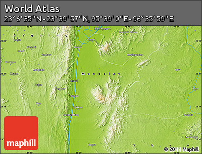 Physical Map of the Area around 23° 23' 16" N, 96° 7' 30" E