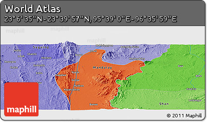 Political Panoramic Map of the Area around 23° 23' 16" N, 96° 7' 30" E
