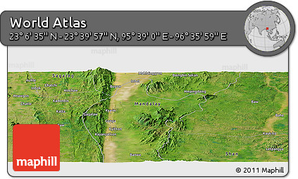 Satellite Panoramic Map of the Area around 23° 23' 16" N, 96° 7' 30" E
