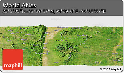 Satellite Panoramic Map of the Area around 23° 23' 16" N, 96° 7' 30" E