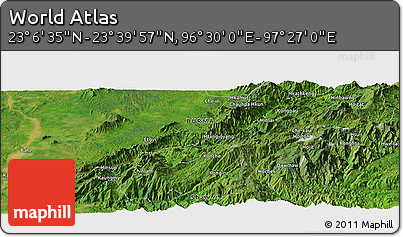 Satellite Panoramic Map of the Area around 23° 23' 16" N, 96° 58' 29" E